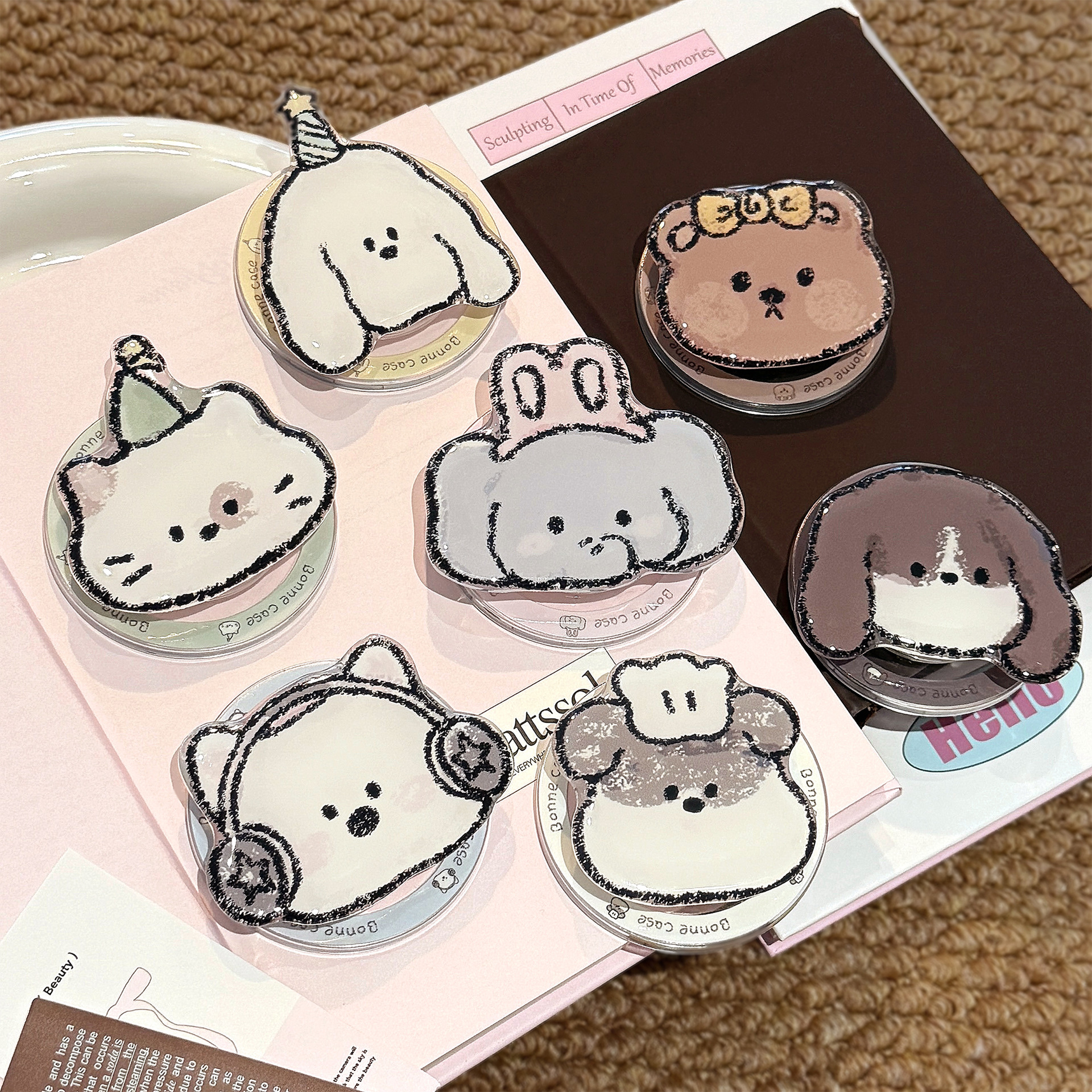 Adecuado para Magsafe soporte magnético lindo de dibujos animados pequeño animal soporte de airbag de teléfono móvil escritorio portátil retráctil