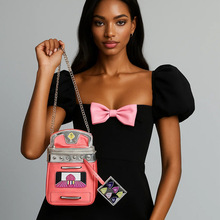 新奇特粉色烤炉迷你女士单肩斜挎拉链小方包时尚休闲手机包工厂