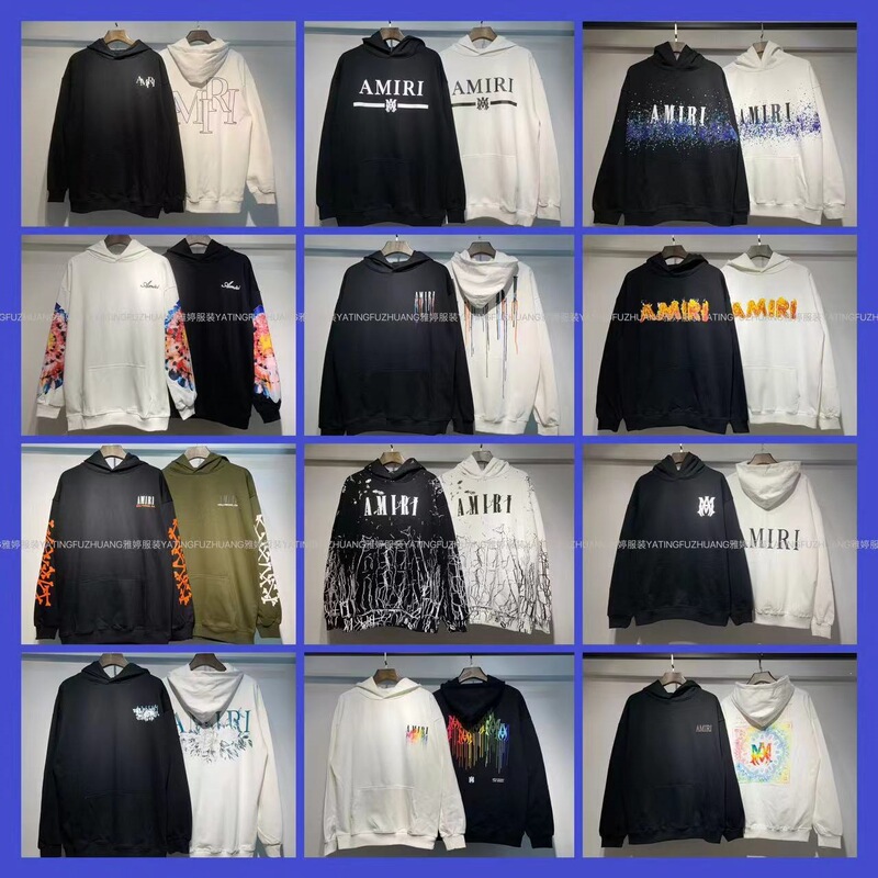 Cross-border AM1R1 splatter-paint starry sky crackle letter logo unicorn arm hoodie sweatshirt couple's long-sleeve outfit