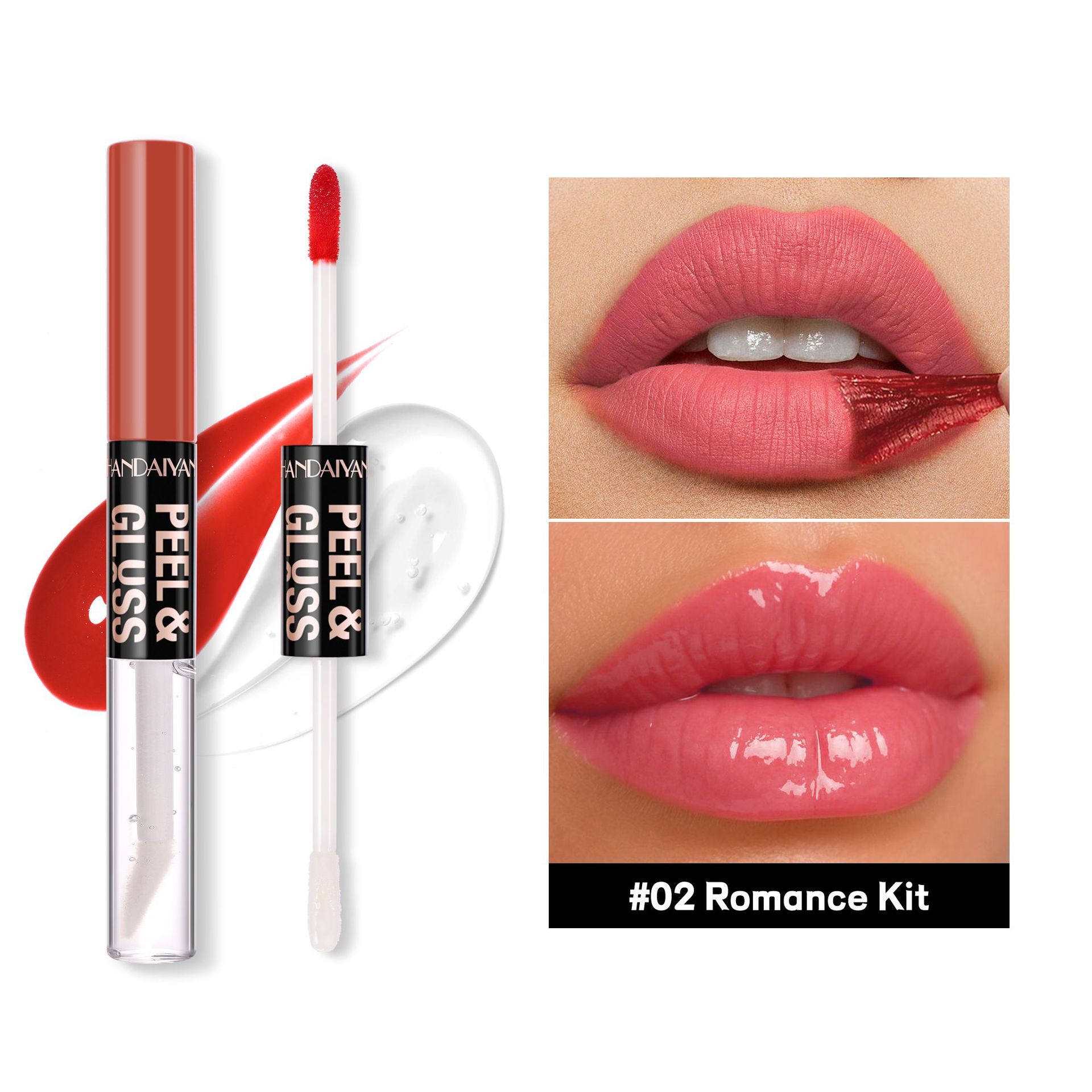 Transfronterizo rasgar lápiz labial mate impermeable HANDAIYAN humectante fácil de colorear reparación doble cabeza suave