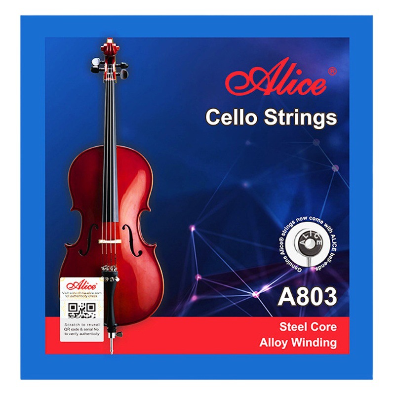 Cuerdas profesionales para violonchelo Alice, set 1–4, anticorrosión de larga duración.