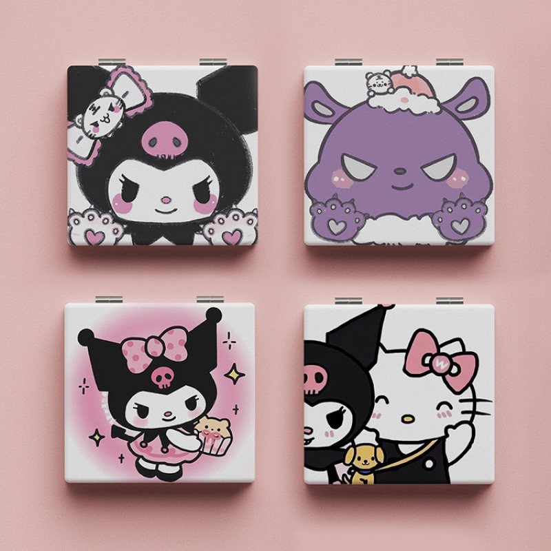 Lindo espejo pequeño Sanrio Kulomi espejo de maquillaje portátil de alto valor espejo de maquillaje portátil dormitorio de estudiantes espejo de maquillaje plegable