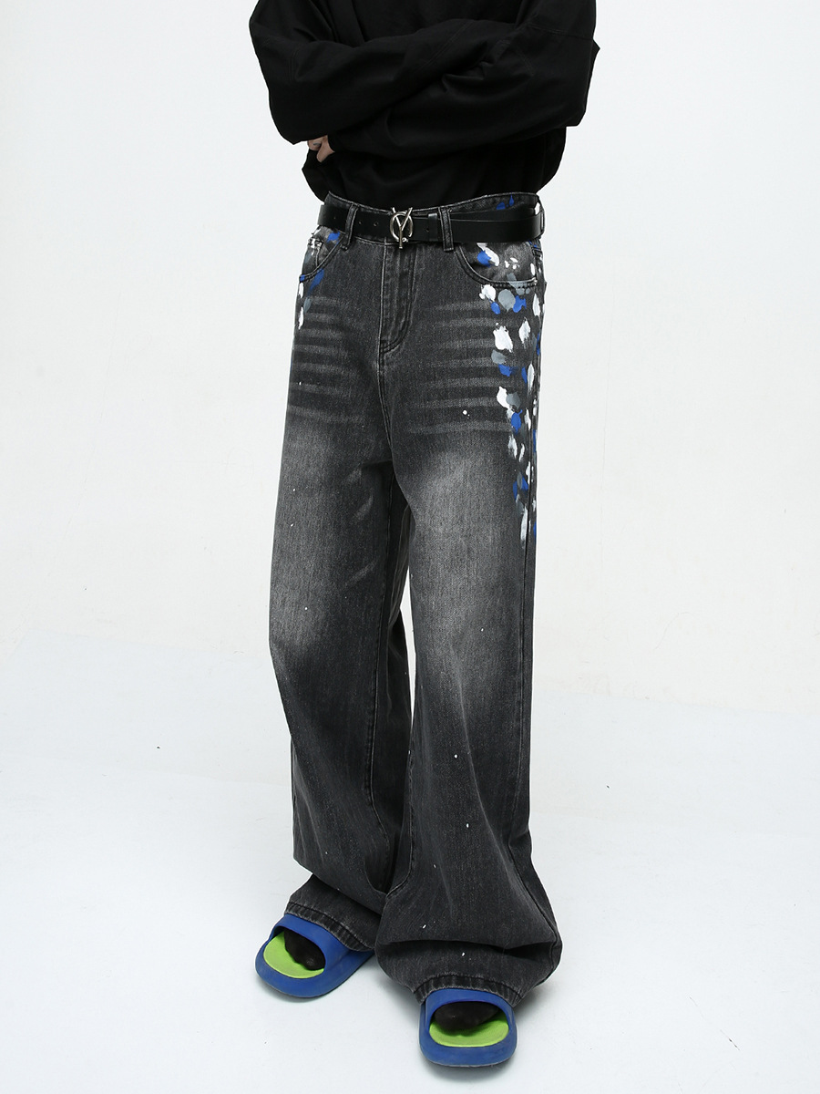 Mtlclothes ropa de Hombre | 2023 otoño diseño sentido nicho High Street hip hop pintura graffiti lavado jeans