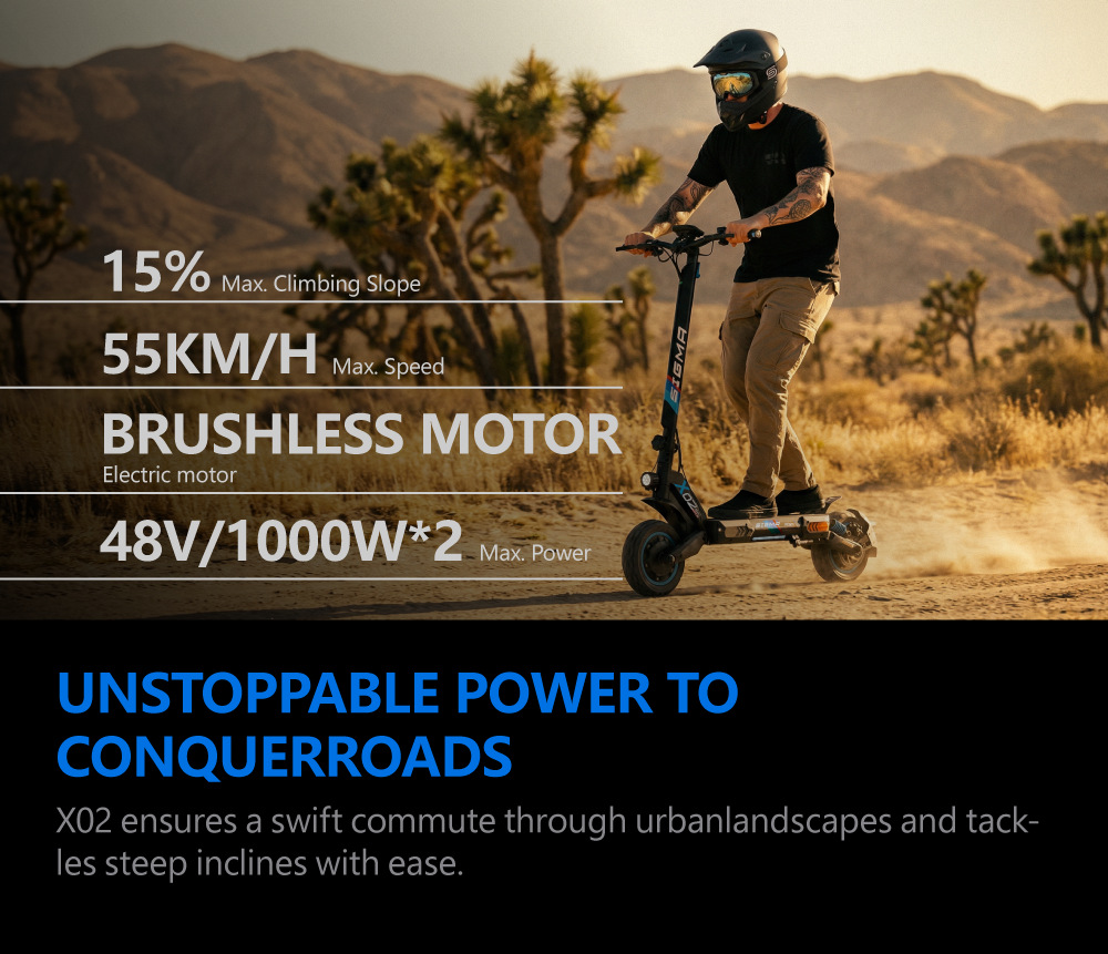 Factory Custom-Made High-Speed 55-Speed Dual-Drive 1000W*2 Off-Road Electric Scooter Foldable Off-Road Electric Scooter