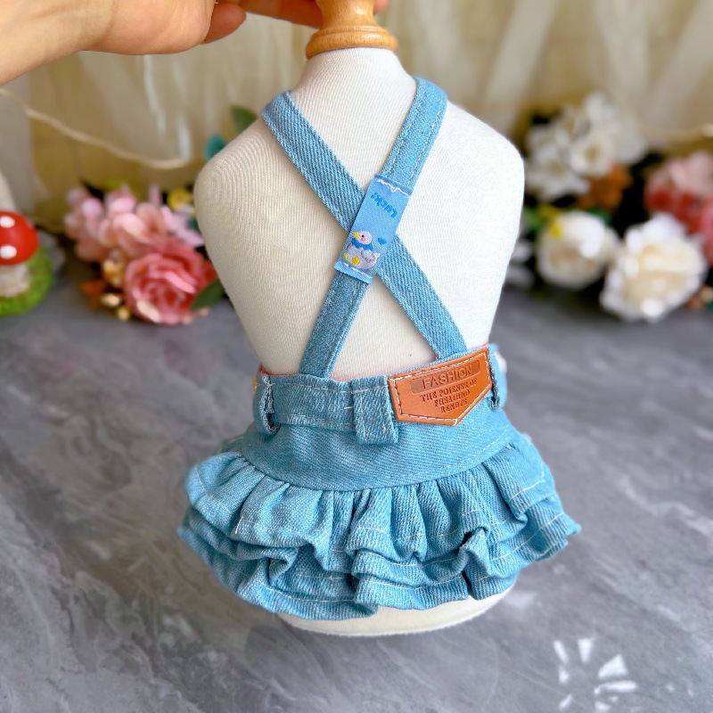 밝은 데님 단색 데님 케이크 원피스