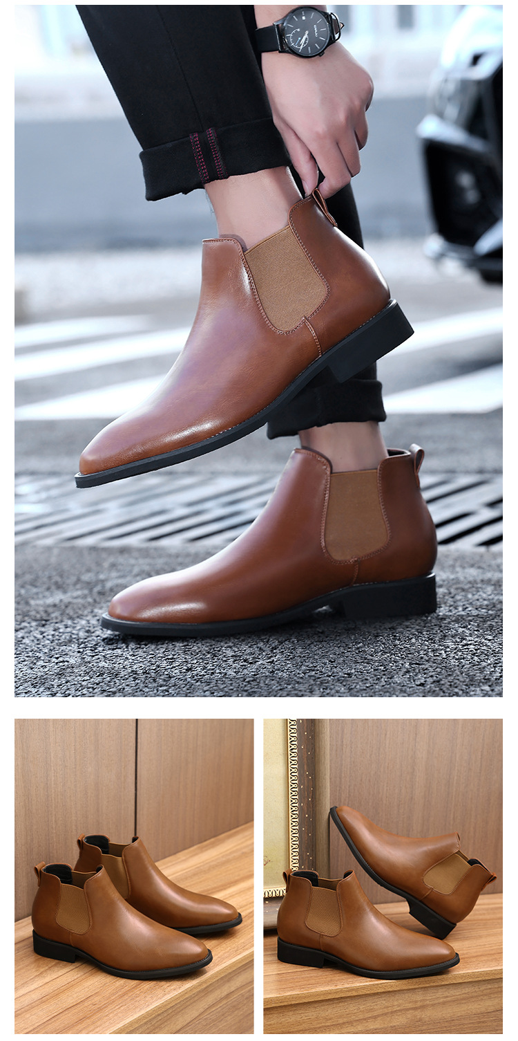 Botas vintage Botas puntiagudas para hombre Botas de piel talla grande_voghion.com