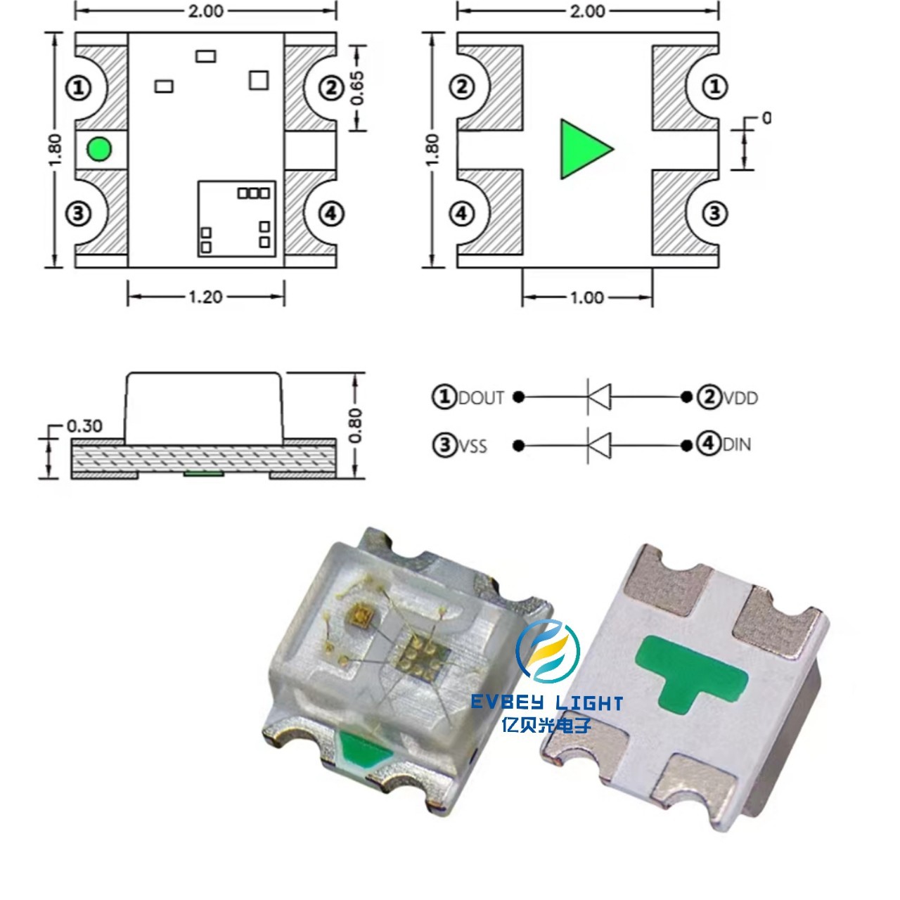 WS2812B 2020 built -in lamp beads 5V lamp beads built -in 4 -pin…