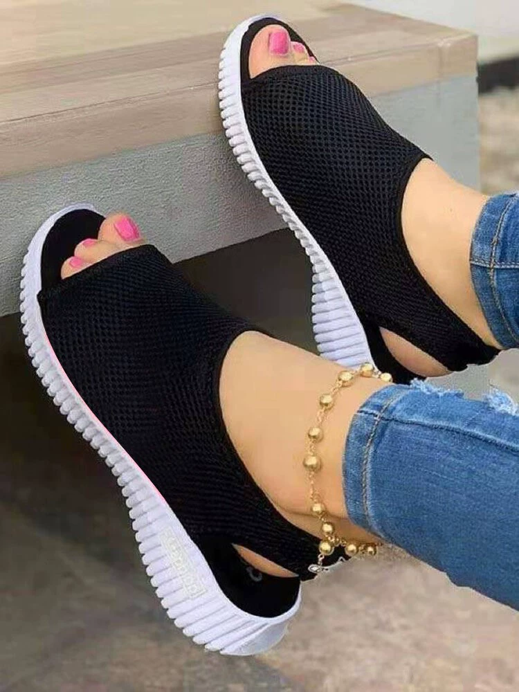 Summer knitted sandals platform, shoes, 2022, plus size