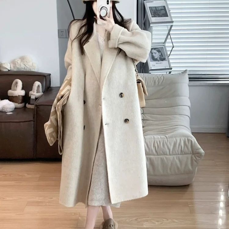 羊毛呢子大衣女2025秋冬季新款韩系宽松高级感中长款毛呢外套女潮|undefined