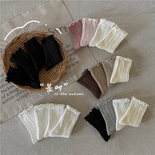 XY24767秋季新款儿童袜宝宝可爱木耳边短袜精梳棉纯色公主风潮袜