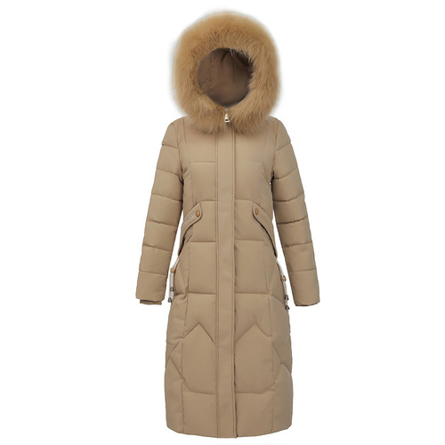 Big fur collar cotton coat for women's medium and long winter new fashionable slim knee-high cotton coat with thick outer cotton coat