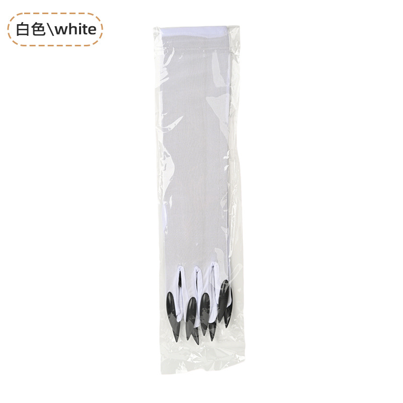 Guantes de garra de Halloween, uñas de lentejuelas negras, accesorios de cosplay de Hollowen, guantes de uñas largas