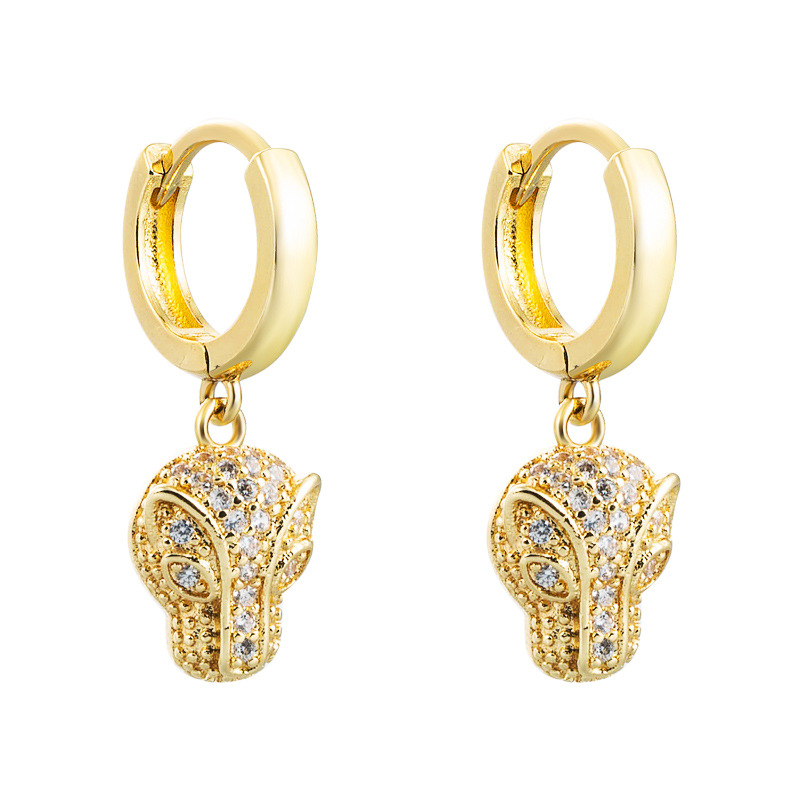 Nihaojewelry wholesale jewelry simple hollow lion king leopard head eagle copper earringspicture7