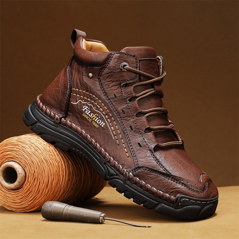 Independent Station Amazon Cross-Border Popular High-Top Leather Shoes Men's Genuine Leather Large Size Boots Men's Outdoor Martin Boots