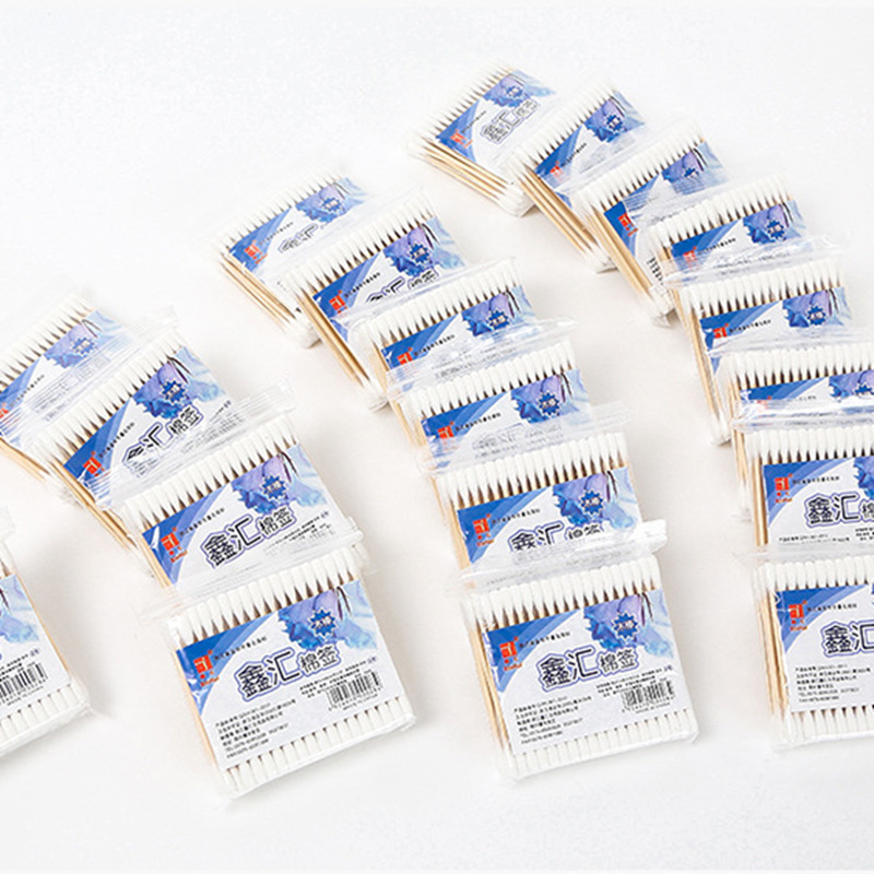 Hisopo de algodón blanco hisopo de algodón desechable Hisopo de algodón de 200 cabezas caja de plástico cabeza de algodón de doble cabeza algodón cosmético