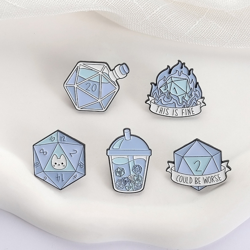 Comic Style Dice Underground with Dragons Versatile Anime Film and Television Peripheral Metal Brooch Clothing Accessories Exquisite Badges