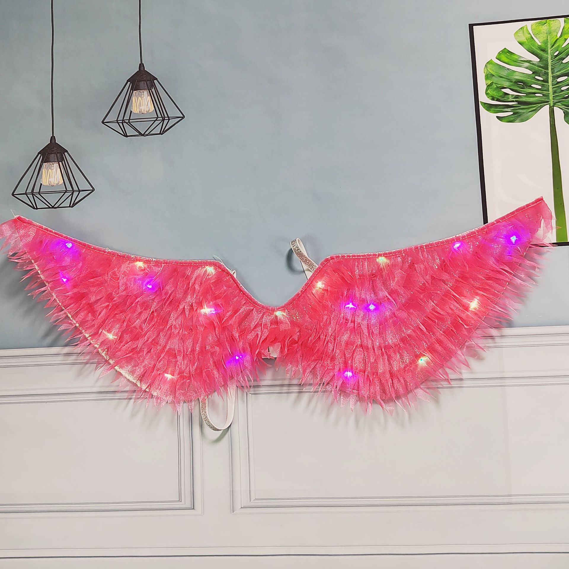 Alas de tela de hadas de neón rojo rosa