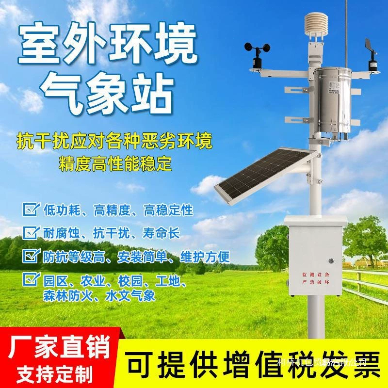 Небольшая метеостанция для наружного сельского хозяйства, автоматическая станция мониторинга осадков на открытом воздухе, сельскохозяйственная температура и влажность, скорость и направление ветра, онлайн-инспекция