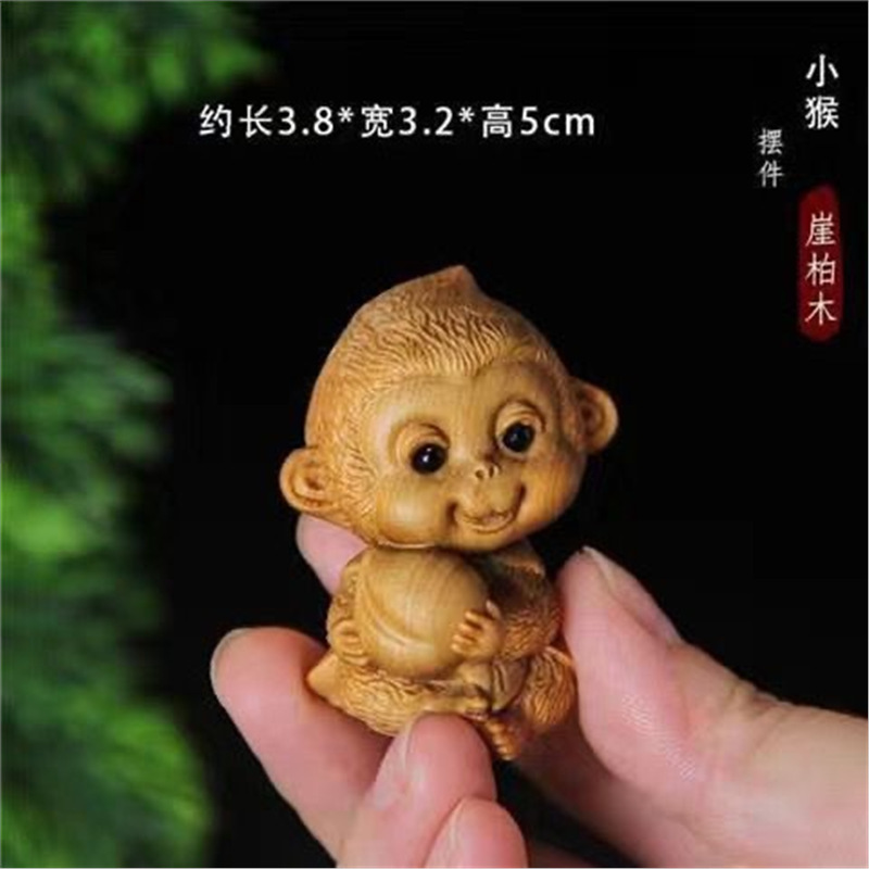 3-in-6干支ペンダント、ヒノキの木の漫画干支ハンドピース、木彫りペンダント、文具、工芸品、景勝地|undefined