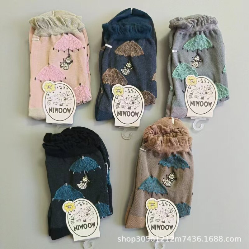 Japanese-Style Moomin Cartoon Mid-Tube Cotton Socks Trendy Embroidered Embossed Lace Women's Socks Wholesale Japanese-Style Moomin Cartoon Mid-Tube Cotton Socks Trendy Embroidered Embossed Lace Women's Socks Wholesale