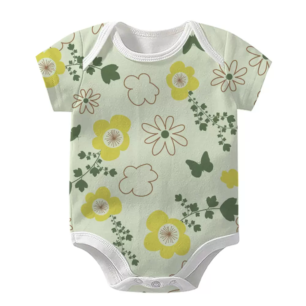 外贸2022新款婴儿衣服夏季baby宝宝连体衣短袖小童3D印花爬服