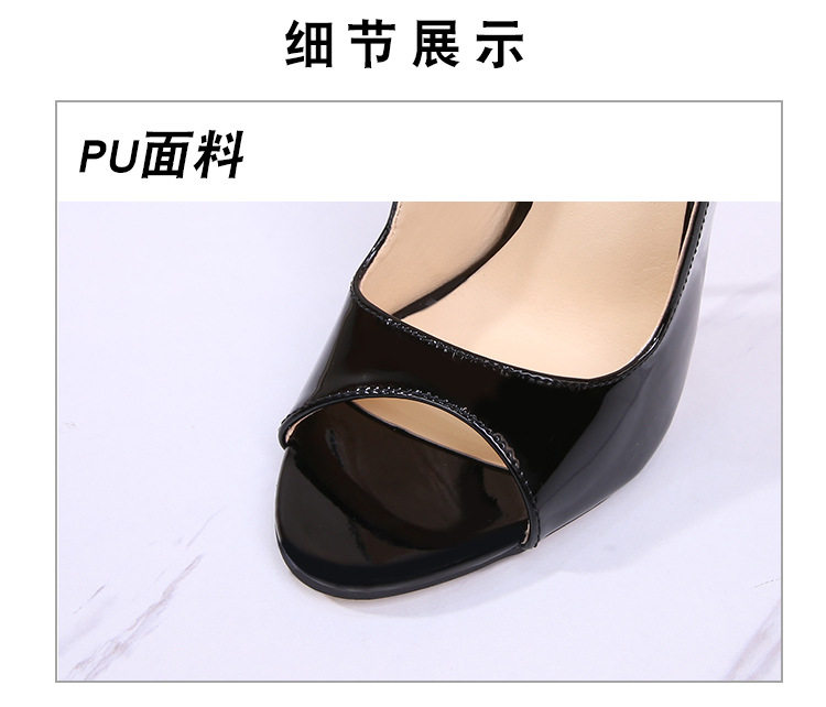 Dép sandal nữ cao gót mũi cá tính gót mảnh 16 cm phong cách Âu Mỹ — Màu đen, Màu đỏ, Đỏ đào chi tiết 5