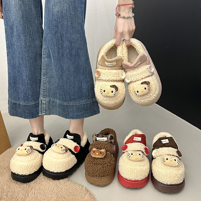 日系可爱少女心粉色雪地靴女2025新款冬季加绒加厚保暖面包棉鞋子