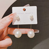 Silver needle, short retro earrings from pearl, silver 925 sample, French retro style, light luxury style