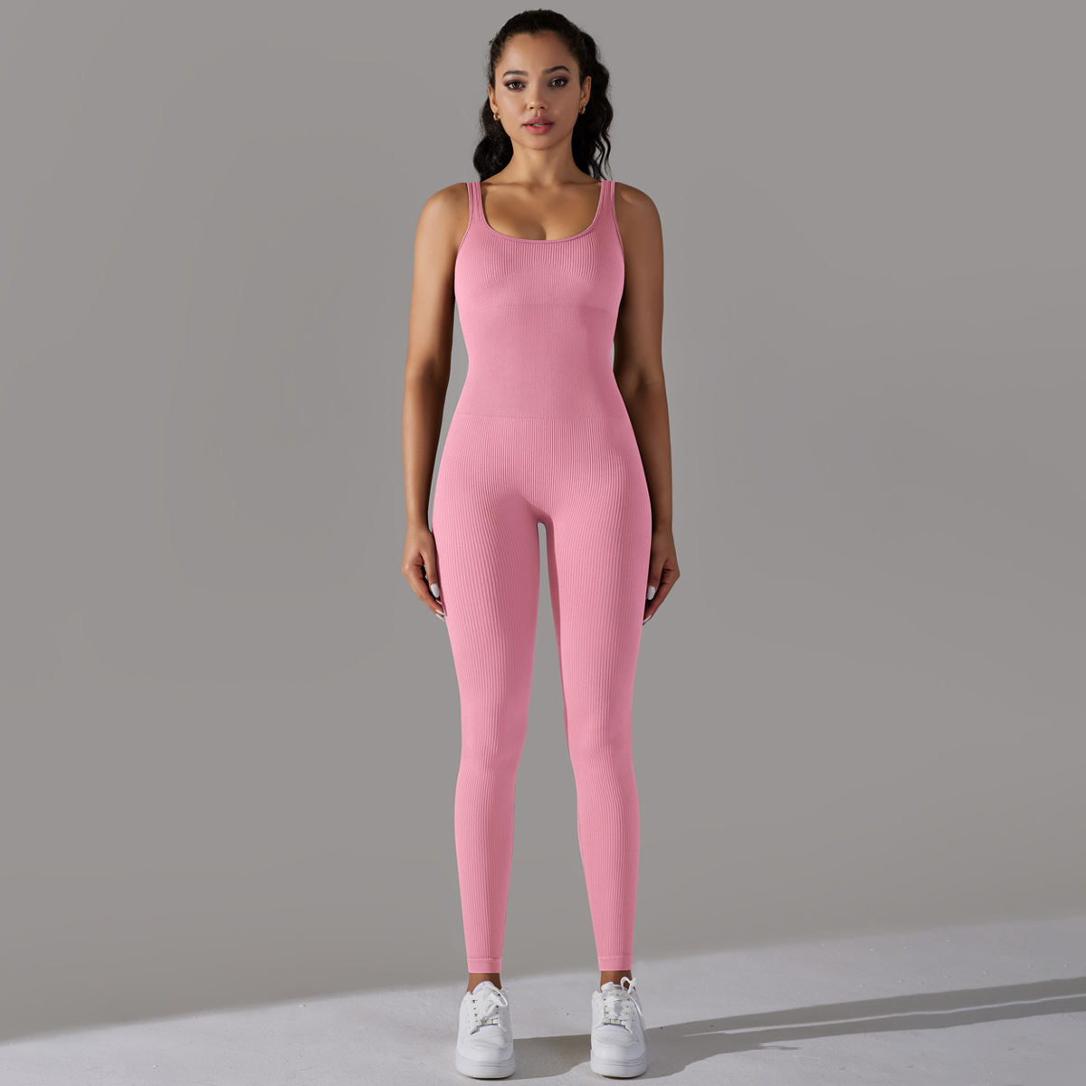 Simple Style Solid Color Nylon Cotton Blend U Neck Active Sets Skinny Pants display picture 51