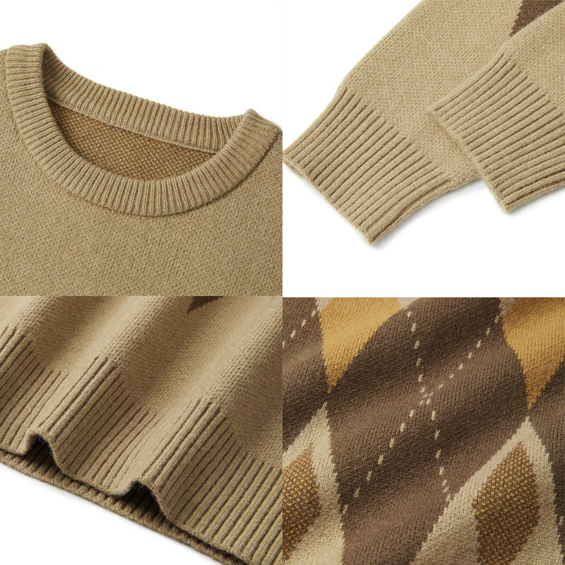 Herrenbekleidung Pullover Herren lockerer Herbst und Winter neuer Strickpullover einfacher täglicher Pendel-Rundhals-Freizeitpullover_voghion.com