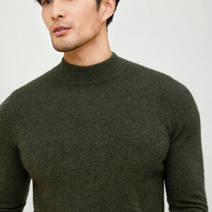 2024 Mountain Cashmere Sweater Casual Comfortable All-match Temperament Inner Half-turtleneck Men's Thickened Turtleneck Business Sweater
