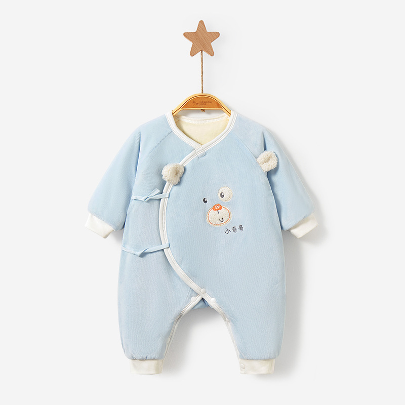 Ropa de bebé recién nacido para otoño e invierno, mono cálido de una pieza con relleno de algodón para niños y niñas, traje de gateo estilo monje, conjunto de otoño para bebé.
