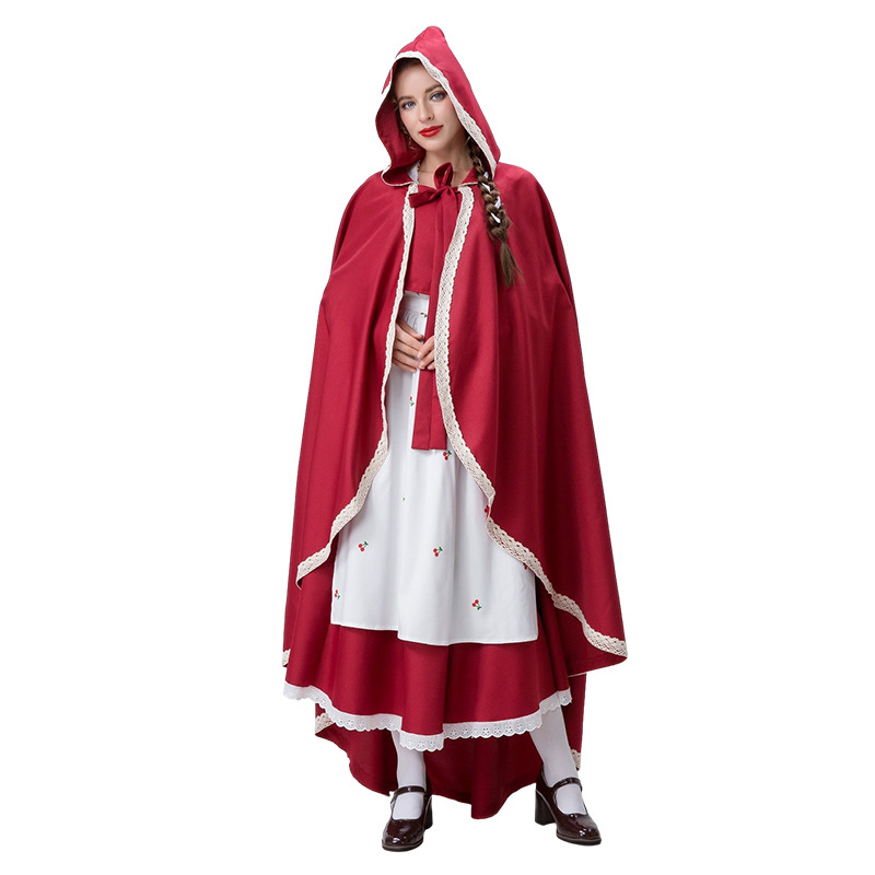 Adult Women's Halloween cosplay Little Red Riding Hood costume long dress set role-playing clothes women's clothing_voghion.com