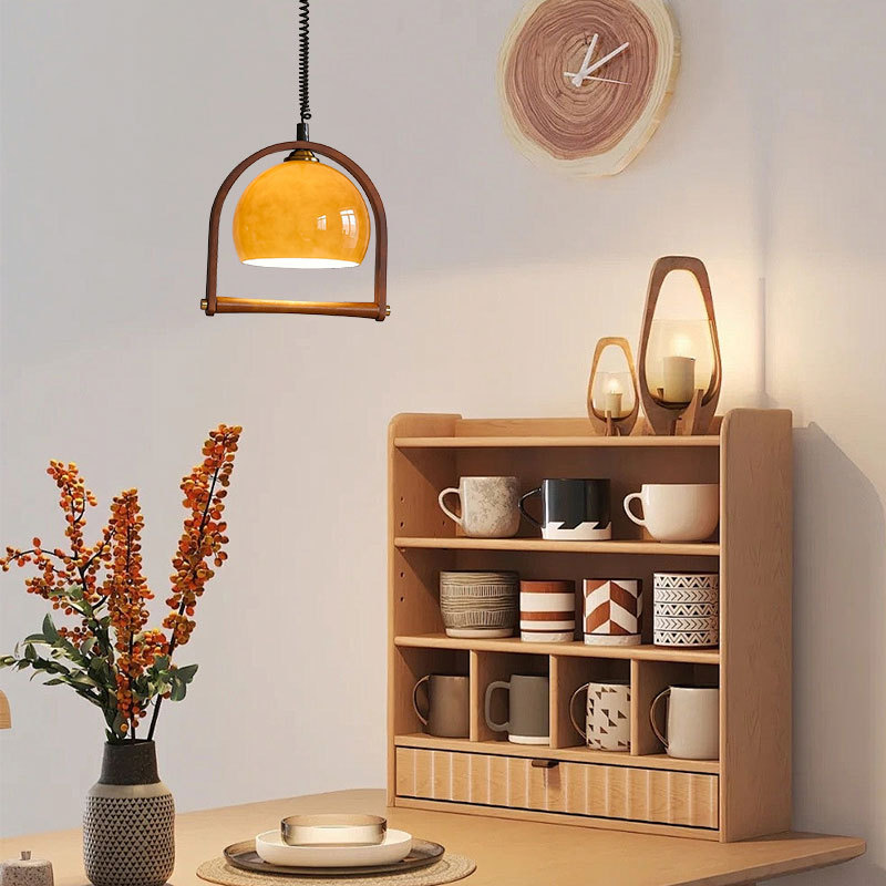 Landelier de restaurante japonés color nuez medieval viento tranquilo retro dormitorio sala de té estudio candelier de cabecera de cama retráctil