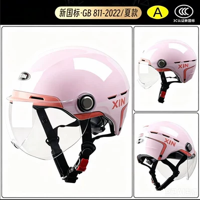 safety helmet, Motosiklet kaskı (dəbilqə) - 3c-sakura-pink-summer-edition-transparent-short-goggles-reinforced-abs-shell-eps-cushioning-layer