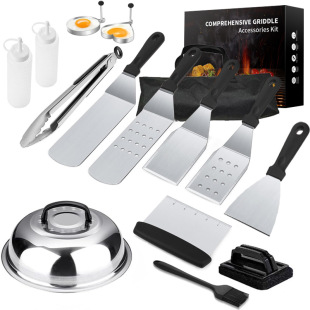 Amazon in stock stainless steel barbecue tools suit 16-piece set outdoor BBQ cooking shovel combination grill