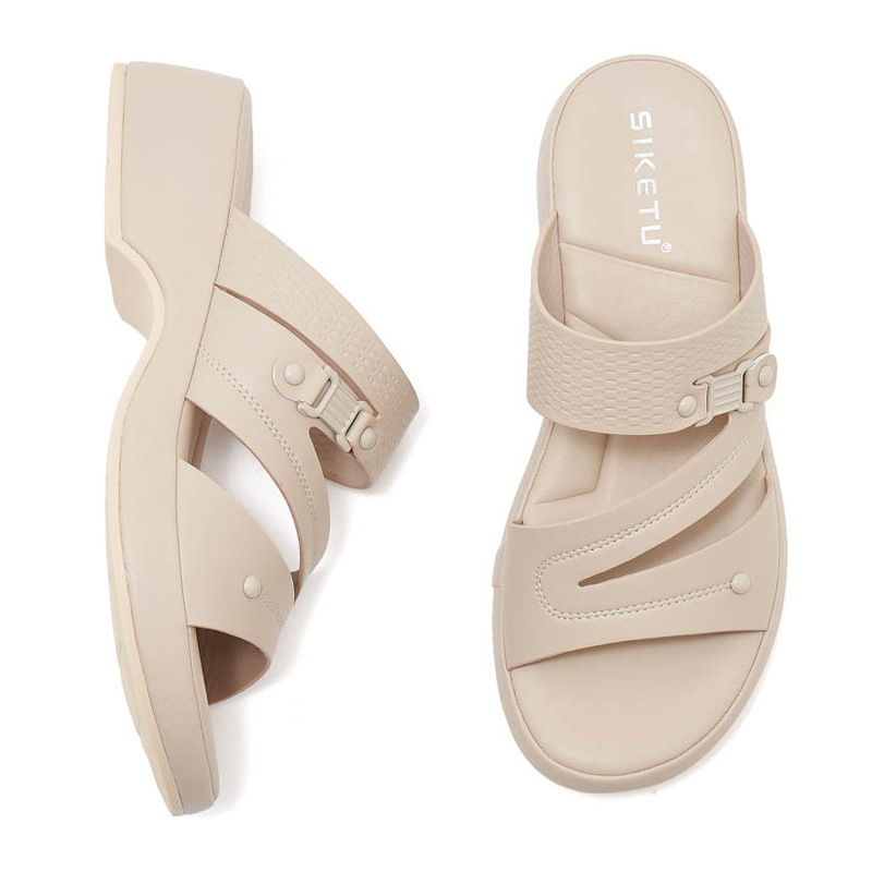 Dép sandal nữ quai chữ V đế xuồng đi biển chống trượt cỡ lớn V222-2 — Màu đen, Màu xanh lá, Màu mơ chi tiết 25