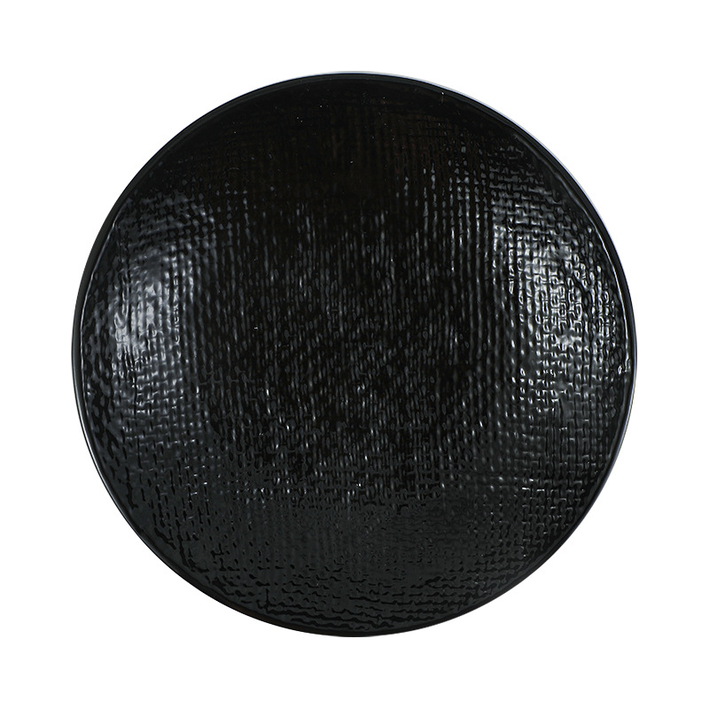 Plato profundo redondo en relieve de tela, plato de ensalada, plato de sopa occidental, plato de frutas retrógradas caseras, plato de platos de alto valor facial