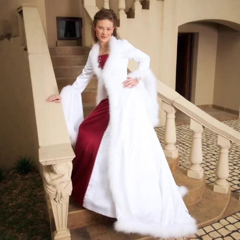 Winter Warm Faux Rabbit Hair Long Cloak Long Jacket Coat Coat Trenchcoat Bride Wedding Coat Photo Studio