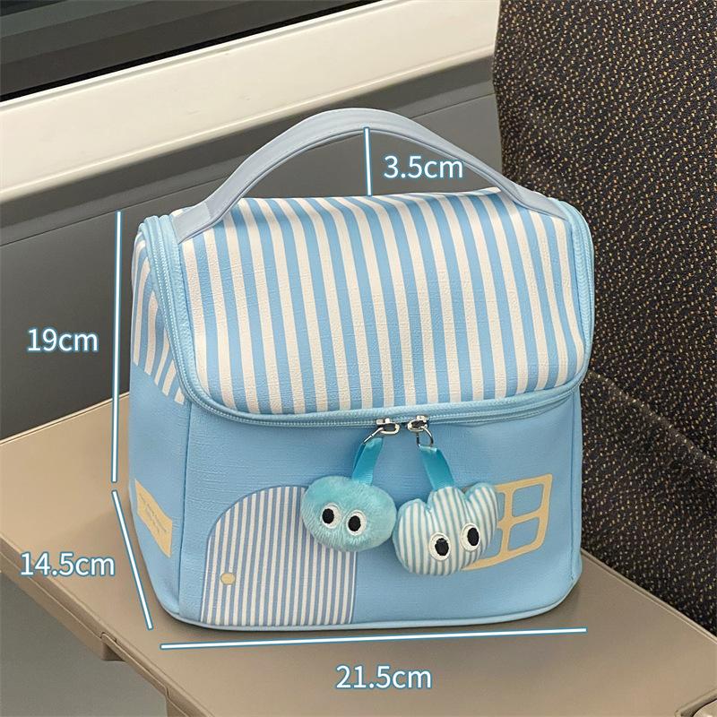 Bolsa de cosméticos de casa pequeña azul claro