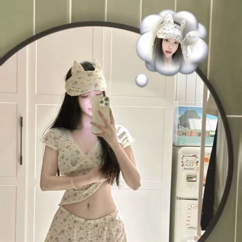 日系可爱花边兔耳朵眼罩甜美少女心睡觉遮光眼罩/护额搞怪小兔子|undefined