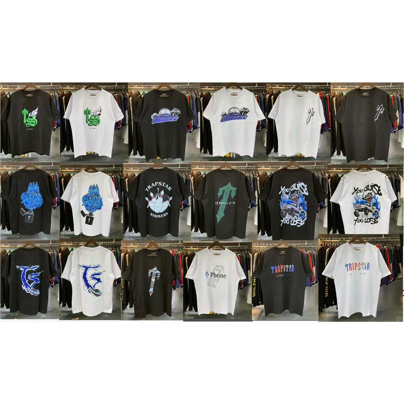 Trapstar Градиентный принт с короткими рукавами Летняя мужская футболка мужская свободная хлопковая приливная версия для отдыха ins
