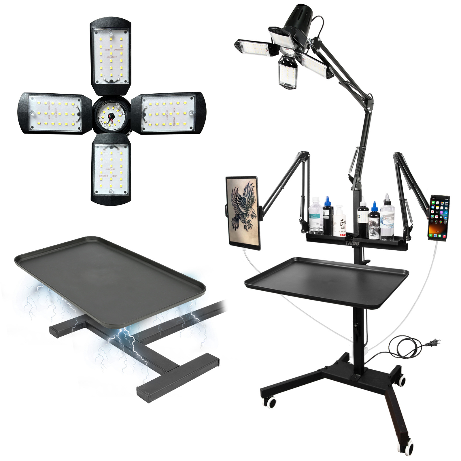 X1 Tattoo Workstation Dual Stand Phone Holder Foldable Light