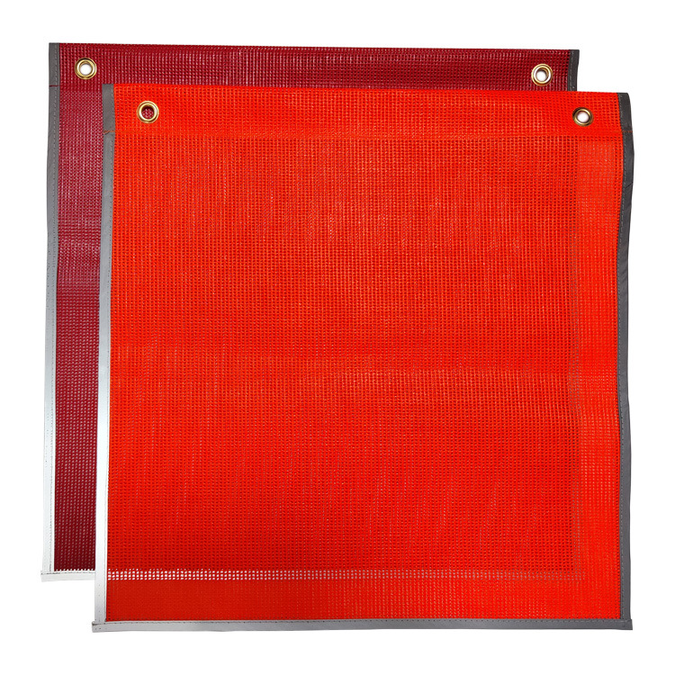 PVC交通安全指挥旗 网眼布带铜扣安全警示旗反光布包边交通信号旗