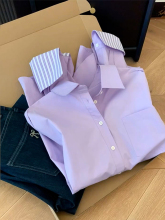 早秋高级感紫色薄款防晒衬衫衬衣外套女款夏2025新款爆款法式上衣