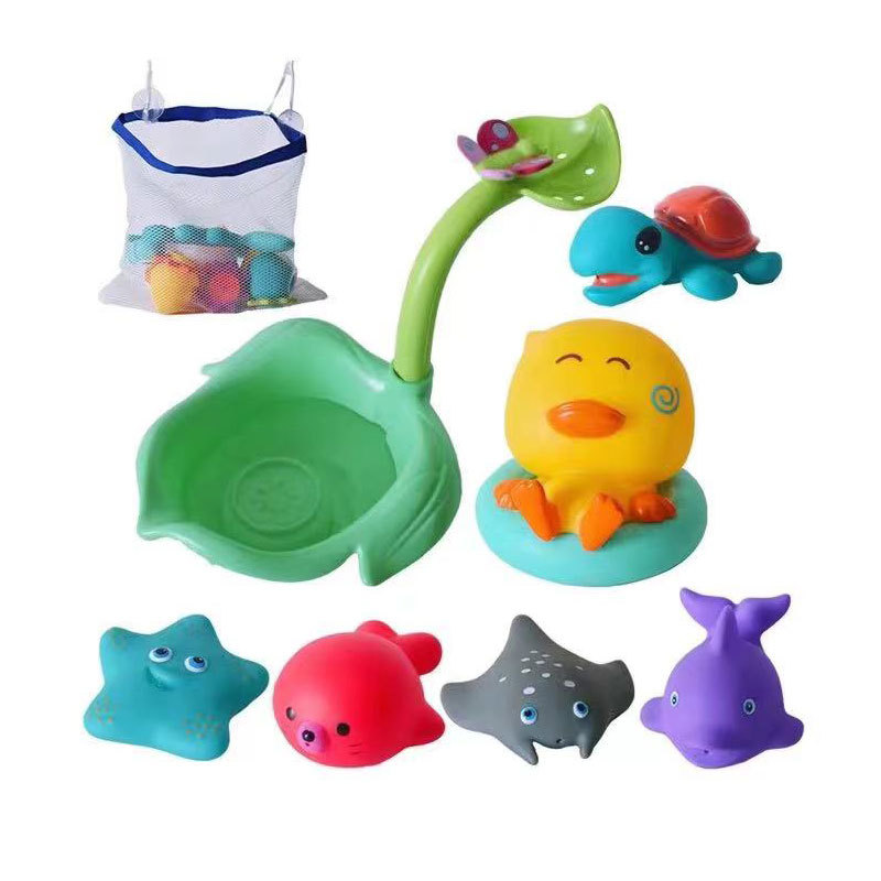 Baño de baño de los niños juguetes de agua océano baño agua spray vinilo animal lechón almacenamiento combinación traje 7 UNID