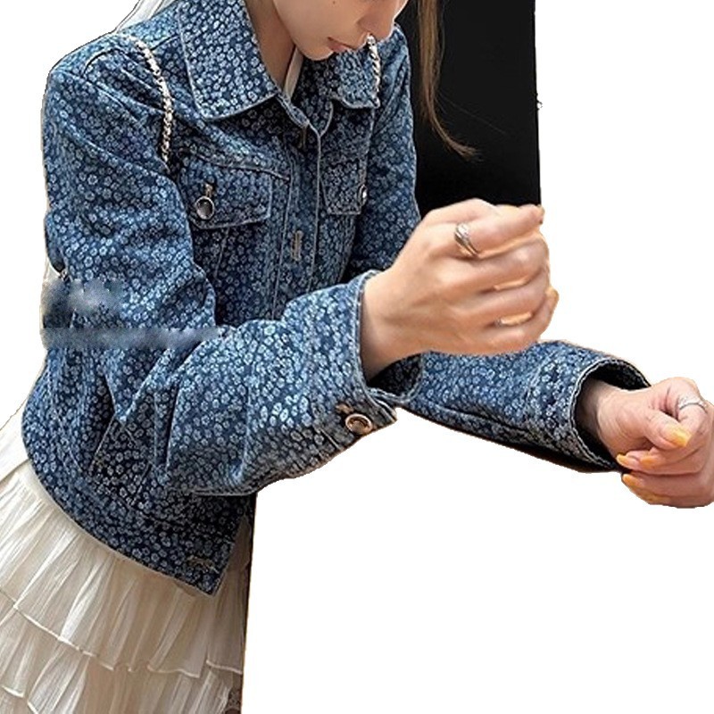 小香风复古蓝色牛仔外套女秋季2025新款小个子显瘦高级感短款上衣|undefined