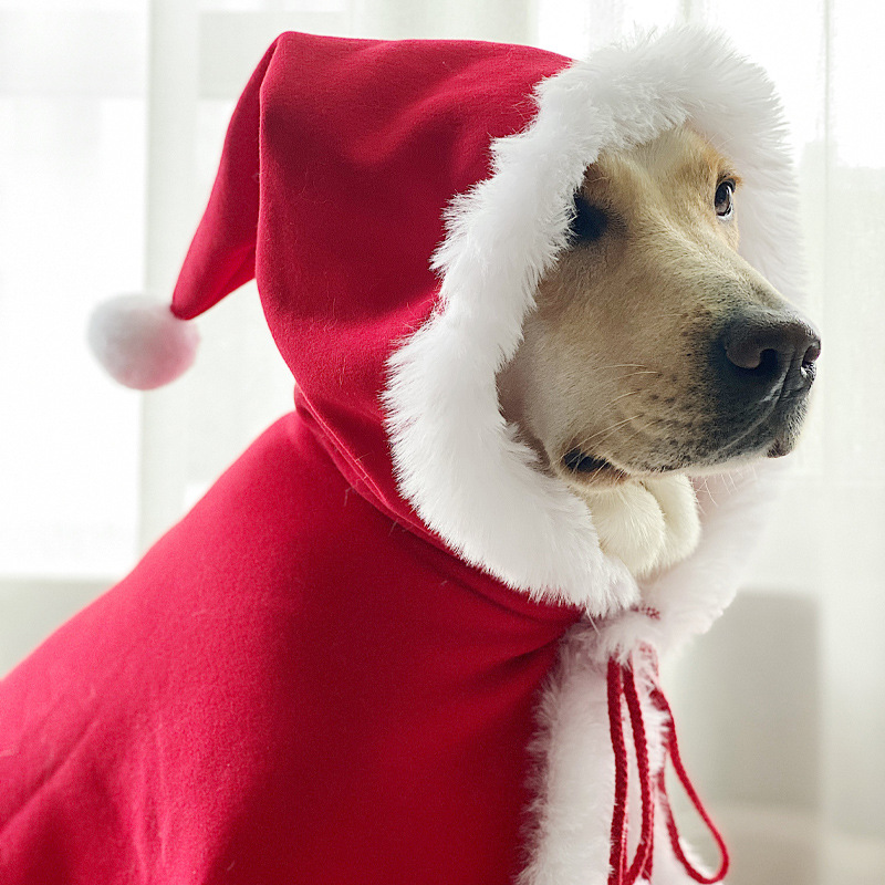 큰 개 크리스마스 망토 케이프 개 크리스마스 장식 의류 래브라도 목도리 황금 리트리버 개 망토 없음