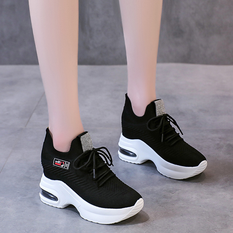 Korean version of increased Torre shoes women's ins tide 2022 spring and autumn mesh breathable thick-soled fly-woven casual sneakers