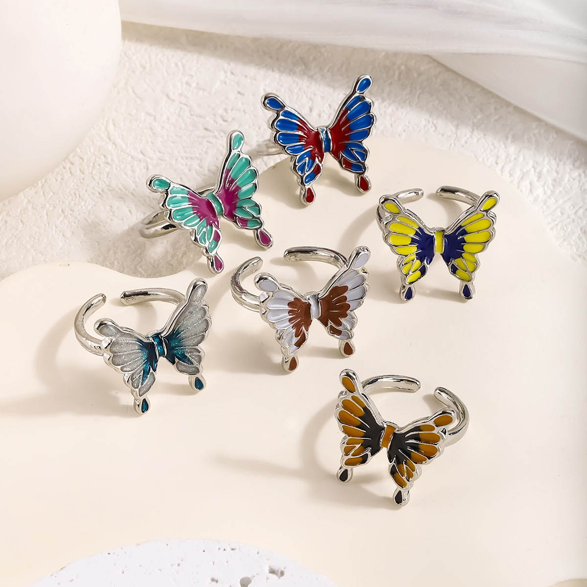 TikTok New Fairy Butterfly Ring Women's Chinese Style Niche Design Advanced Sense Adjustable Ring Fashionable Personality
